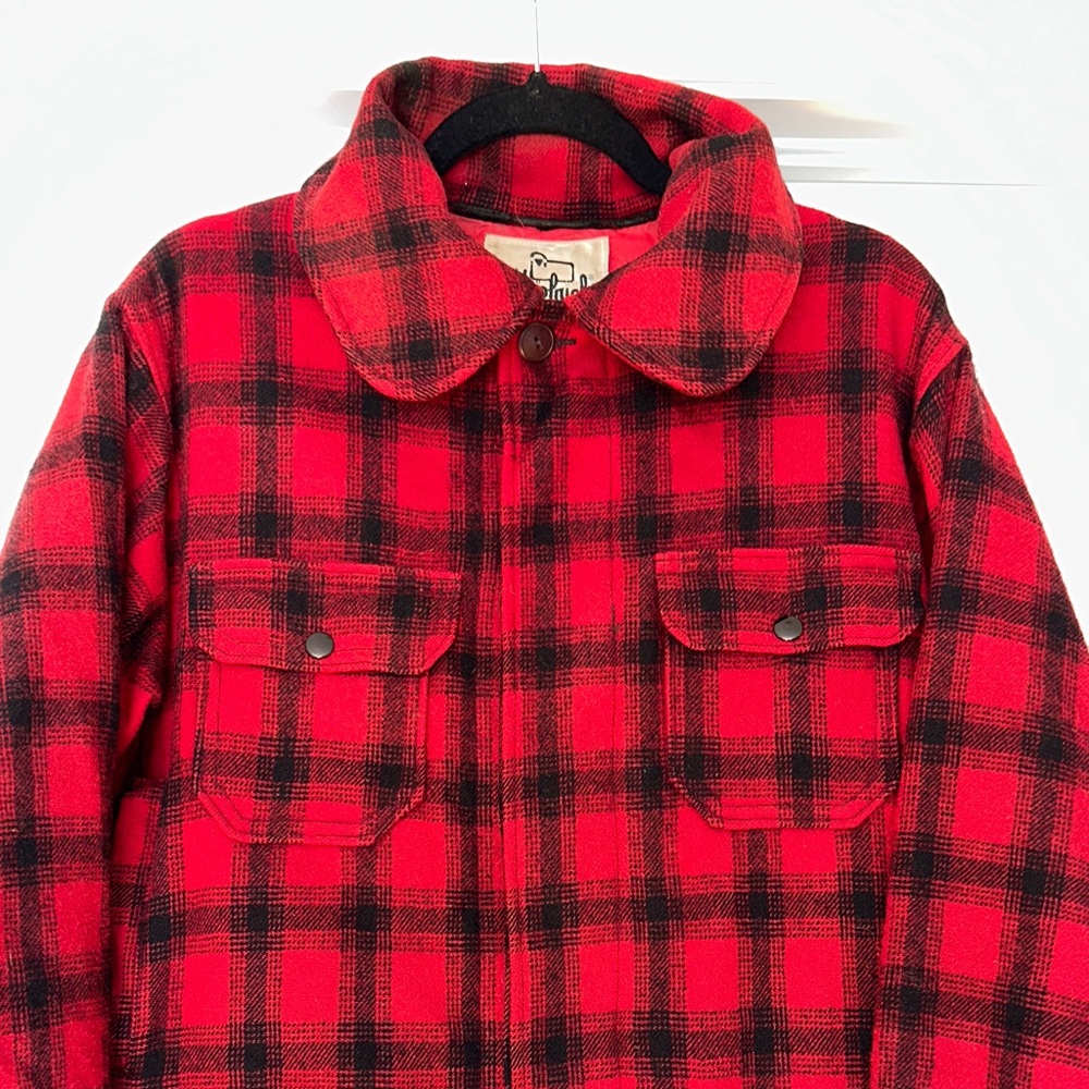 Woolrich Vtg 60's Ladies Mackinaw Cruiser Buffalo Plaid Wool Hunting Coat sz42/L